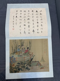 A Chinese album with various figural paintings and calligraphy, signed Wu Shan 吴珊, dated 1904