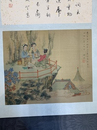 A Chinese album with various figural paintings and calligraphy, signed Wu Shan 吴珊, dated 1904