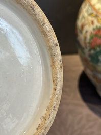 A pair of Chinese Canton famille rose vases with narrative design, 19th C.