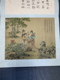 A Chinese album with various figural paintings and calligraphy, signed Wu Shan 吴珊, dated 1904