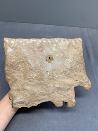 An Indian architectural red sandstone fragment with divinities, 13th C.