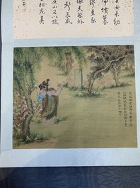 A Chinese album with various figural paintings and calligraphy, signed Wu Shan 吴珊, dated 1904
