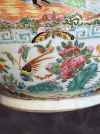 A pair of Chinese Canton famille rose vases with narrative design, 19th C.
