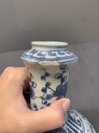 A Chinese blue and white 'kraak' porcelain kendi, Wanli