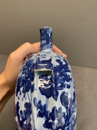 A blue and white Italian maiolica pilgrim flask, Savona, ca. 1700