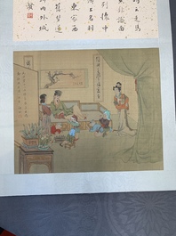 A Chinese album with various figural paintings and calligraphy, signed Wu Shan 吴珊, dated 1904