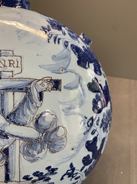 A blue and white Italian maiolica pilgrim flask, Savona, ca. 1700