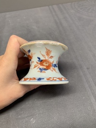 A collection of five Chinese blue and white, famille rose and Imari-style salts, Kangxi/Qianlong