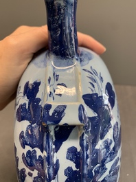 A blue and white Italian maiolica pilgrim flask, Savona, ca. 1700