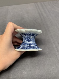 A collection of five Chinese blue and white, famille rose and Imari-style salts, Kangxi/Qianlong