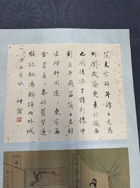 A Chinese album with various figural paintings and calligraphy, signed Wu Shan 吴珊, dated 1904
