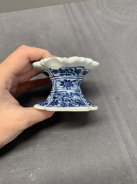 A collection of five Chinese blue and white, famille rose and Imari-style salts, Kangxi/Qianlong