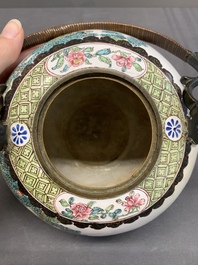A Chinese Canton enamel teapot and cover, Qianlong
