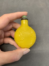 A Chinese yellow Peking glass 'elephant' snuff bottle, Xing You Heng Tang 行有恆堂 mark, 19th C.