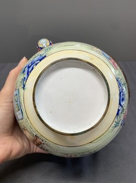 A Chinese Canton enamel teapot and cover, Qianlong