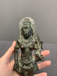 A Javanese bronze Majapahit sculpture of the goddess Dewi Tara, Indonesia, probably 14th C.