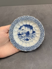 Six Chinese blue and white 'acupuncture' saucers, Kangxi