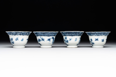 A varied collection of Chinese blue and white, and famille rose tea wares, Qianlong