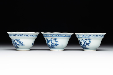 A varied collection of Chinese blue and white, and famille rose tea wares, Qianlong