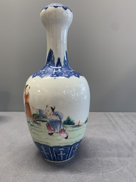 A Chinese famille rose '100 boys' garlic-mouth vase, Qianlong mark, 19th C.