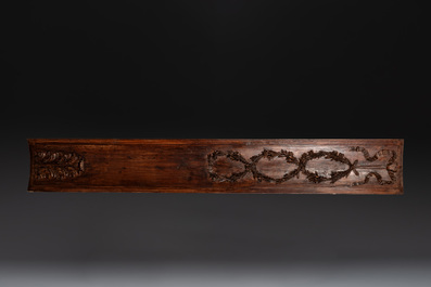 Two ornately carved pine and walnut panels, France, 18th C.