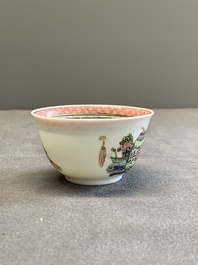 A fine Chinese famille rose 'lady, boy and rabbit' cup, Yongzheng