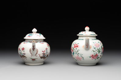 Two Chinese famille rose teapots and covers, Qianlong