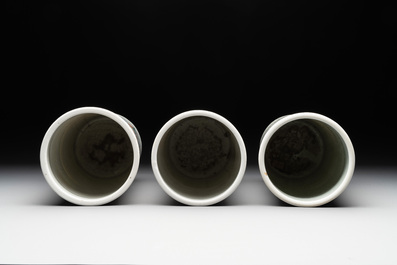 A collection of six Chinese famille rose hat stands, 19/20th C.