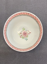A fine Chinese famille rose 'lady, boy and rabbit' cup, Yongzheng