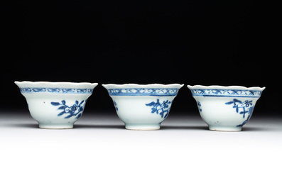 A varied collection of Chinese blue and white, and famille rose tea wares, Qianlong