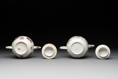 Two Chinese famille rose teapots and covers, Qianlong