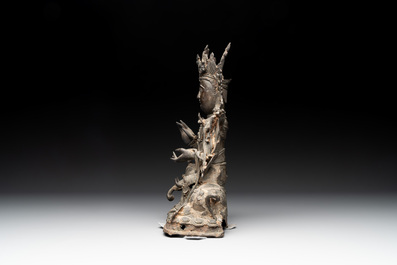 A Chinese bronze Bodhisattva seated on an elephant, Ming