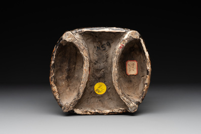 A rare Chinese Cizhou group with a dignitary, two attendants and a horse, Ming