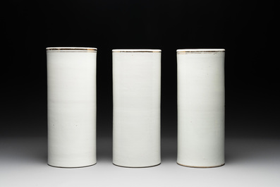A collection of six Chinese famille rose hat stands, 19/20th C.