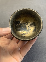 A pair of Chinese silver-lined tixi lacquer cups, Ming