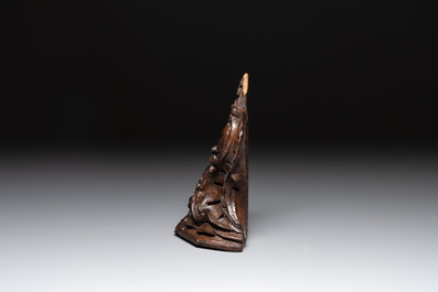Five Baroque and Rococo wooden carvings and a fine farini&egrave;re or flour box, Flanders and France, 18th C.