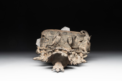 A Chinese bronze Bodhisattva seated on an elephant, Ming