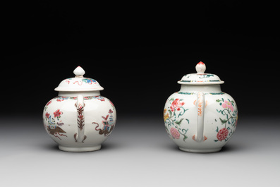 Two Chinese famille rose teapots and covers, Qianlong