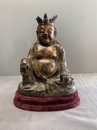 A Chinese gilt bronze crowned Buddha, Ming