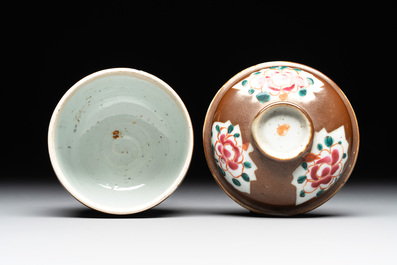 A varied collection of Chinese blue and white, and famille rose tea wares, Qianlong