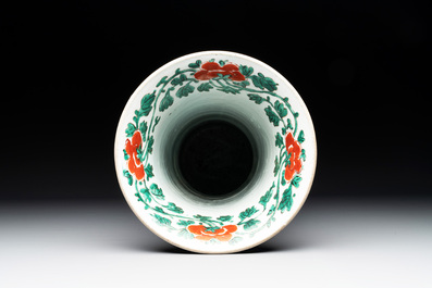 A Chinese wucai 'gu' vase with narrative design, Transitional period