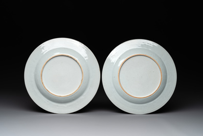A fine pair of Chinese grisaille 'Crucifixion' plates, Qianlong, ca. 1740-1760