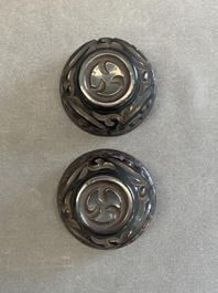 A pair of Chinese silver-lined tixi lacquer cups, Ming