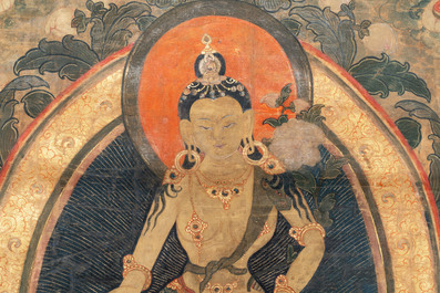 A Tibetan thangka depicting Padmapani, 19th C.