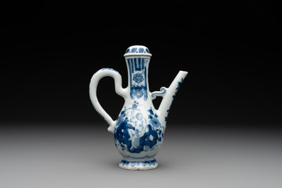 A Chinese blue and white 'nude figure' jug and cover, Kangxi, ca. 1680