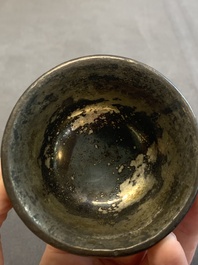 A pair of Chinese silver-lined tixi lacquer cups, Ming