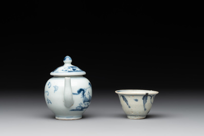 A varied collection of nine Chinese blue and white wares, Ming and later