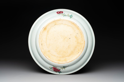 A Chinese famille rose 'mountainous river landscape' dish, 19th C.