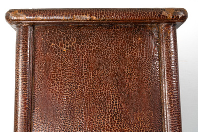 A large Chinese lacquered tapered round-corner cabinet, 'yuanjiaogui', Ming, 16/17th C.