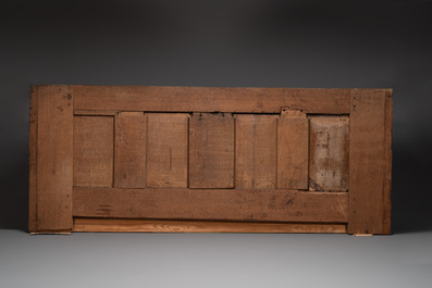 A large neo-Gothic oak chest frame with Gothic floral and figural panels, Flanders, late 15th. C. and 19th C.